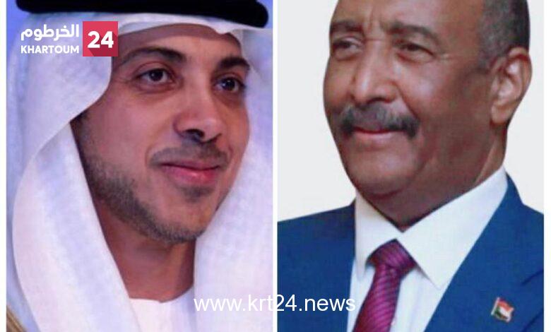 البرهان يهنئ منصور بن زايد بمناسبة تعيينه نائباً لرئيس دولة الإمارات